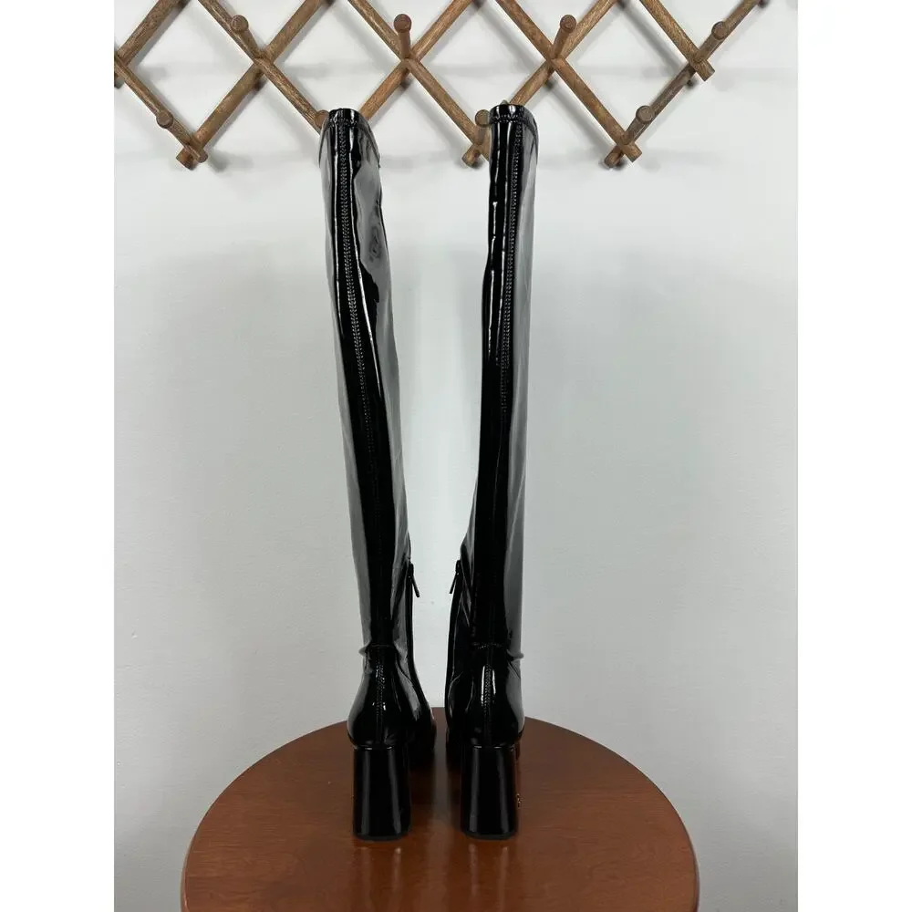 New Sam Edelman Cosette Over the Knee Boot in Black Patent Women's Size 7